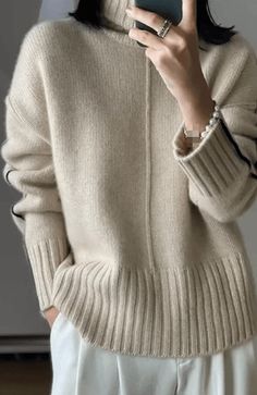 Parisian Chic 100% Merino Superfine Wool Sweater Khaki L Sweaters For Sale, Turtleneck Sweater Women, Wool Turtleneck Sweater, Patchwork Sweater, Woolen Sweaters, Cashmere Sweater Women, Ladies Turtleneck Sweaters, Knit Bottom, Shirt Female