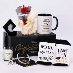 PRICES MAY VARY. 2024 GRADUATION GIFT BOX : Personalized graduation gifts for men and women, design with the graduation color of black and gold, full of graduation atmosphere. A thoughtful present for her, Senior High School Graduation Gift, College Graduation Gift, Nurse Graduation Gift on Birthday, Graduation, Sweetest Day, Valentines Day, or just you want to send a surprise gift to express your love to who you care about PRACTICAL GRADUATION GIFT SET : The congratulation gift set includes a c Grad Gift Basket, Boyfriend Graduation Gift, Graduation Gifts For Guys, Candle Flower, Graduation Greetings, Keychain Bracelet, Graduation Design, High School Graduation Gifts, 2023 Graduation