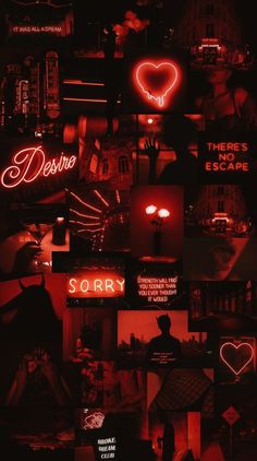 a collage of neon signs and photos