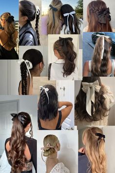 Bows, bow hairstyles, aesthetic, it girl, hairstyle ideas, hair ideas, cute hairstyles, brunette hairstyles, blonde hairstyles, bow, straight hair, wavy hair, curly hair, protective hairstyle, outfit ideas, fall hairstyles Half Up Half Down With Ribbon Bow, Thanksgiving Natural Hairstyles, Fall Bow Hairstyles, Thanksgiving Hairstyles With Bow, Ways To Wear Bows In Your Hair, Straight Hair Bow Hairstyle, Cute Hair Styles With Bow, Thanksgiving Hairstyles Medium Length, Curly Hairstyles With A Bow