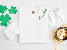 Please be sure to check your shipping times prior to purchase. As all orders are custom and our quick shipping times, we apologize however we are unable to cancel orders once they are place. Irish Lucky Shamrock St Patricks Day Sweatshirt, Sweatshirt for Irish Ireland, Fun Sweatshirt for St Patricks Day, Lucky Charmed Shirt WHY - SHOP - WITH - WILLOW LANE COLLECTIVE? ---------------------------------------------------- Thank you for stopping by!  Hi! I am Tamara and everything you see in this sh Lucky Shamrock, St. Patricks Day, Christmas Thank You, Fun Sweatshirts, St Pattys, St Pattys Day, Saint Patrick, Logo Color, Lucky Charm