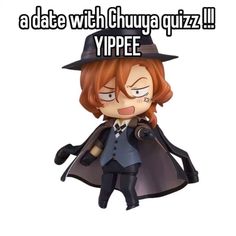 a girl in a witches hat and cape with text that reads, date with chuya quiz