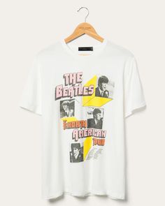 The Beatles North American Tour 3D Boxes Vintage Tee | Junk Food Clothing Graphic Tee Tops For Fan Merchandise, American Retro Graphic Print Crew Neck Top, American Retro Crew Neck Top With Graphic Print, Retro Fan Merchandise T-shirt With Front Print, Retro T-shirt With Front Print For Fans, American Retro Graphic Print Tops, Nostalgic Crew Neck T-shirt With Graphic Print, American Retro Graphic Print Tops For Streetwear, Nostalgic Graphic Print Crew Neck Top