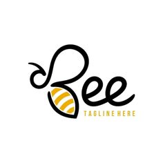 bee logo with the word'bee'in black and yellow colors on a white background