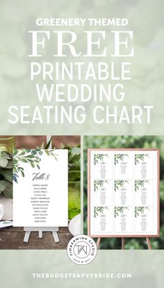 greenery themed free printable seating chart