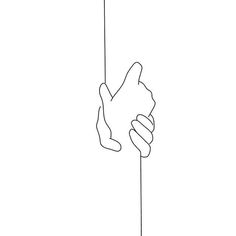 a line drawing of a hand holding on to a pole