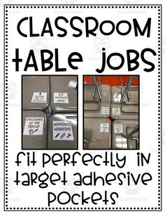 classroom table jobs with labels on them