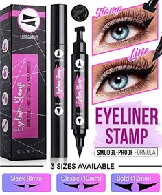 Amazon.com : Eyeliner Stamp, Black, Waterproof, Smudge Proof, Winged Long Lasting Liquid Eye Liner Pen, Vamp Style Wing, 2 Pens in a Pack - 10 mm - Special formula 100% Vegan, and 100% FREE from any parabens : Beauty Eye Stencil, Vamp Style, Hooded Eye Makeup Tutorial, Eyeliner Stamp, Winged Eyeliner Stamp, Perfect Cat Eye, Eyeliner For Beginners, Liquid Eyeliner Pen, Long Lasting Eyeliner