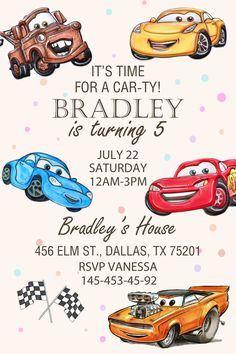 a birthday party with cars on it