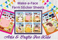 farm animals sticker sheets for kids to use in crafts and crafts, such as making faces