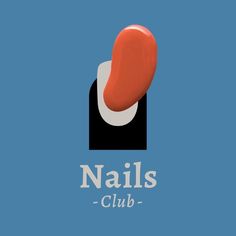 the logo for nails club on a blue background with an image of a red nose