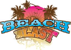 the beach blast logo with palm trees in the background