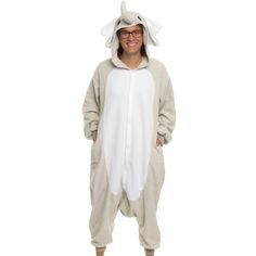 PRICES MAY VARY. DETAILS - The fun and adorable animal adult onesie features a hood with eyes, teeth, and nose for full effect. Matching tails and chest designs help complete your ultimate cosplay look! Match with a pair of animal slippers (not included) for your next pajama party. COZY - A special blend of comfort and fun make this a great gift. These plush materials are soft to the touch and will keep you warm during those cold winter months. The button up closure allows you to quickly get dre Novelty Long Sleeve Onesie For Costume Party, White Long Sleeve Onesie Costume, Casual Halloween Costume Onesie, Novelty Long Sleeve Cosplay Costume, Casual Halloween Costume Party Onesie, Casual Winter Onesie For Cosplay, Casual Winter Onesie For Costume Events, Casual Winter Onesie Costume, Hooded Onesie For Halloween Costume Party