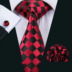 Gender: Men Material: SILK Style: Fashion Department Name: Adult Pattern Type: Striped Ties Type: Neck Tie Set Item Type: Ties Size: One Size Color: Red Red Tie Men, Mens Casual Leather Shoes, Necktie Set, Black Men Fashion Swag, Mens Silk Ties, Casual Leather Shoes, Tie For Men, Men Formal, Cufflink Set