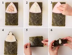 instructions to make sushi rolls with rice and other ingredients for the recipe on top