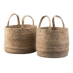 two large baskets with handles are shown side by side