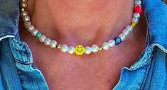 These adorable necklaces are sold separately. They look amazing with gold of silver chain necklaces. Shipping is free and shipped to customer within 1 business day from Scottsdale, Az. Smiley Face Necklace, Stackable Necklaces, Pearl Beaded Necklace, Face Necklace, Fun Jewelry, Bohemian Necklace, Hippie Jewelry, Chain Necklaces, Scottsdale Az