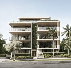 an artist's rendering of a building with balconies and plants on it