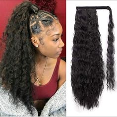 22” Inch Synthetic Black Ponytail Hair Extension Curly Wave Natural As Human Hair Brand New Sealed Wrap Around Clips Attached Updo Hair Extensions, Wave Ponytail, Afro Ponytail, Synthetic Curly Hair, Black Ponytail, Curly Bun Hairstyles, Ponytail Wrap, Curly Hair Extensions, Girl Braids