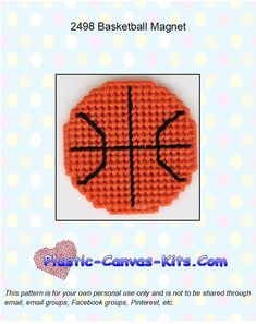 an orange crocheted basketball ball with the word magic canvas on it's side