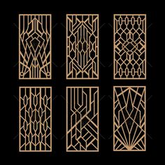 four different types of art deco screens on a black background - decorative objects clippings