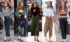 Kate Middleton Casual Style, How To Wear Culottes, Culottes Outfit, Cropped Wide Leg Trousers, Kate Middleton Outfits, Flattering Pants, Middleton Style, Royal Look, Flattering Tops