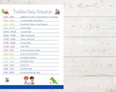 a printable toddler daily schedule is shown