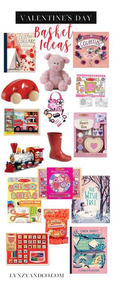 Valentine's Day Basket Ideas for Kids // A list of fun items that you can put into a Valentine's Day Basket for your Little Ones! Kids Valentine Baskets, Valentines Day Basket, Baby Valentines Gifts, Kids Valentines Day, Valentines Day Baskets, Valentine Gift Baskets, Valentine Baskets, Valentine's Day Gift Baskets