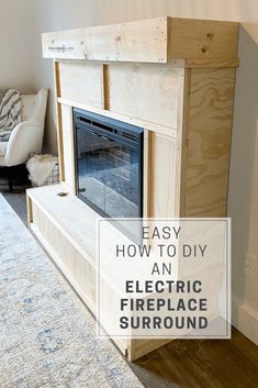 an electric fireplace surround made out of plywood