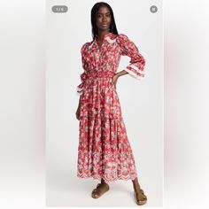 Bytimo Red Floral Midi Dress Red Long Sleeve Dress For Garden Party, Red Ruffled Dress For Daywear, Red Maxi Dress For Daywear, Floral Midi Dress, Red Floral, Colorful Dresses, Midi Dress, Womens Dresses, Floral