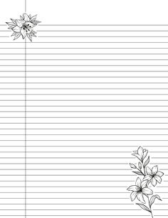 a lined paper with flowers on it