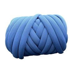 a roll of blue rope on a white background