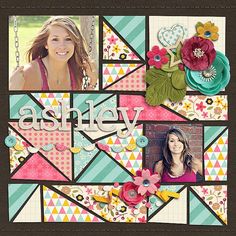 a scrapbook page with an image of a woman and flowers