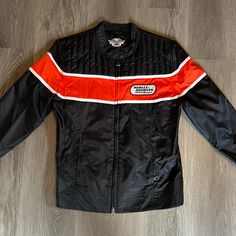 Brand New, No Tags But Was Never Worn. Lightweight Jacket. Manufacturing Date Shows 2005. Orange Nylon Long Sleeve Windbreaker, Orange Long Sleeve Nylon Windbreaker, Orange Long Sleeve Sports Outerwear, Orange Nylon Outerwear For Fall, Coats Vintage, Harley Davidson Jacket, Racing Jacket, Vintage Harley Davidson, Vintage Harley