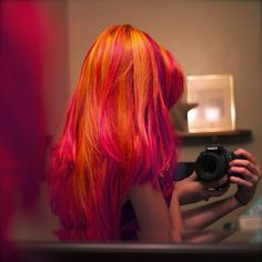 Pink And Orange Hair, Hair Orange, Hair Color Orange, Fire Hair, Bright Hair, Heart Hair, Orange Hair