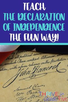 an old book with the title teach the declaration of indepence and the fun way