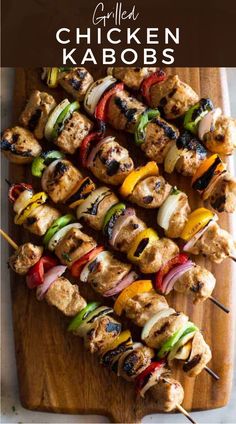 Chicken Kabobs with grilled chicken, peppers, and onions, served fresh off the grill for a delicious and easy summer meal.