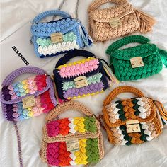 Colorful Crochet Women's Purses 2024 Creative Party Weaving Hobo Bags Ladies Handmade Shoulder Bag Crochet Crossbody Bag, Handwoven Bag, Knitting Tote Bag, Knitting Tote, Colorful Crochet, Crochet Wedding, Party Purse, Commuter Bag, Crochet Tote