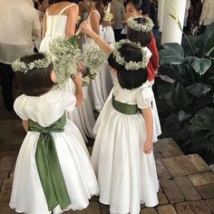 Wedding Dresses Green, Green Flower Girl Dresses, Filipiniana Wedding, Wedding Church Decor, Forest Theme Wedding, Green Wedding Dresses, Girl Guide, Dream Wedding Decorations, Sage Green Wedding