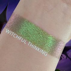 Witchful Thinking-From our Toil & Trouble-Duochrome Eyeshadow Collection Duo-Chrome pressed eyeshadow 1.5 gram 26mm pan This is a 26mm tin pan. No compact. We have magnetic palettes available for purchase, or we include a free magnetic palette with the purchase of any 4 single eyeshadow pans. Mica, Titanium Dioxide, Magnesium Stearate, Capric/Caprylic Triglyceride, Calcium Aluminum Borosilicate, Synthetic Fluorphlogopite, Ferric Oxide, Tin oxide,  Silica,FD&C Blue 1 Al Lake, FD&C Red 40 Al Lake Duochrome Eyeshadow, Magnetic Palette, Eyeshadow Collection, Glitter Face, Dark Complexion, Dream Makeup, Holographic Nail Polish, Fairy Makeup, Red 40