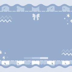 a blue background with white snowflakes and bows on the top, along with an empty space for text