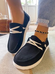 Black Sporty Lace-up Boat Shoes With Rubber Sole, Casual Lace-up Boat Shoes With Cushioned Footbed, Lace-up Boat Shoes With Leather Sole, Lace-up Boat Shoes With Rubber Sole, Black Boat Shoes, Low-top Canvas Boat Shoes With Rubber Sole, Flat Espadrille, Dress Jewelry, Mary Jane Sneaker