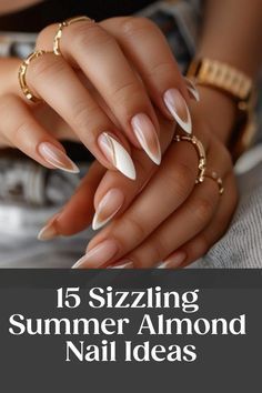 Acrylic Nail Designs For Almond Shape, Fresh Almond Nails, Summer Acrylic Almond Nails, Most Popular Nails 2024, Summer Gel Nails Almond Shape, Nail Ideas Acrylic Almond Short, Almond Simple Nail Designs, Almond Shaped Neutral Nails, Short Almond Nails Designs Summer 2024