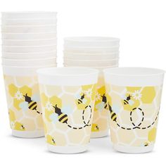 Bee Themed Gender Reveal, Honey Bee Baby Shower, Bee Gender Reveal, Plastic Party Cups, Gender Reveal Party Supplies, Bee Baby Shower Theme, Bumble Bee Baby Shower