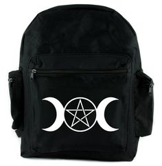 Triple Moon Goddess Pentagram Backpack School Bag Witch Occult Moon Pentagram, Pattern Draping, School Bag Essentials, Triple Moon Goddess, Triple Moon, Bag Essentials