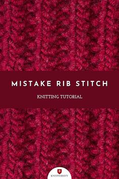 the knitted rib stitch pattern is shown in red