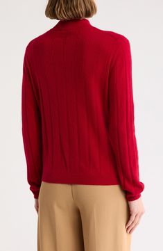 Decoratively stitched ribbing subtly enhances the ultra-soft cashmere yarns of this versatile crewneck sweater. 34" length (size Small) Crewneck Long sleeves 100% cotton Dry clean Imported Bruno Magli, Cashmere Yarn, Cashmere Sweater, Crewneck Sweater, Cashmere Sweaters, Dark Red, Crew Neck Sweater, Nordstrom Rack, Cashmere