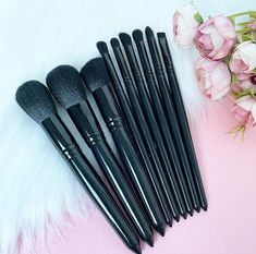 Midnight Black Make Up Brush Set (10pc) Key Features: Suitable for professional use or home use Easy to use, light weight & portable Wooden handle/ high quality aluminium tube / synthetic hair Extremely soft hair and durable VEGAN & CRUELTY FREE! Application: These brushes can be used for the face or body (foundation, concealer, powder, blusher, highlighter, eyebrows, eyeshadow, lipstick, etc). Brush Care: Clean brushes in warm soapy water, then air dry flat. Package contents: Black x 10pc Makeu Black Makeup Brushes, Beginner Makeup, Travel Makeup Brushes, Body Foundation, Beauty Make-up, Black Makeup, Valentine Birthday, Eye Brushes, Makeup For Beginners