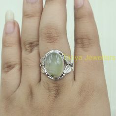 Natural Large Prehnite Gemstone Ring 925 Sterling Silver Ring Statement Ring Prehnite Jewelry Christmas Anniversary Birthday Gift for Her Comes in a Free Gift Box 🎁 Makes a Wonderful Gift for your Girlfriend, Wife, Mom or Simply an Excellent Addition to Your Jewelry Collection. ●Product Details:- *Product Type - Ring *Metal - Sterling Silver *Stamp - 925 *Gemstone - Prehnite *Gemstone Color - As seen in the picture *Gemstone Shape- Oval *Product Weight - 9.00gm Approximate ●About Quality:- >>My May Birthstone Oval Cabochon Rings For Gift, May Birthstone Rings In Oval Cabochon Shape, Oval Green Moonstone Gemstone Ring, Green Oval Moonstone Gemstone Ring, Green Oval Moonstone Ring, Silver Emerald Oval Cabochon Ring, Green Oval Moonstone Ring In Sterling Silver, Green Cabochon Moonstone Ring In Sterling Silver, Green Opal Gemstone Ring For Gift