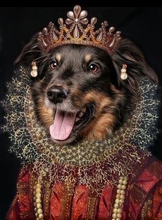 a dog with a crown on its head